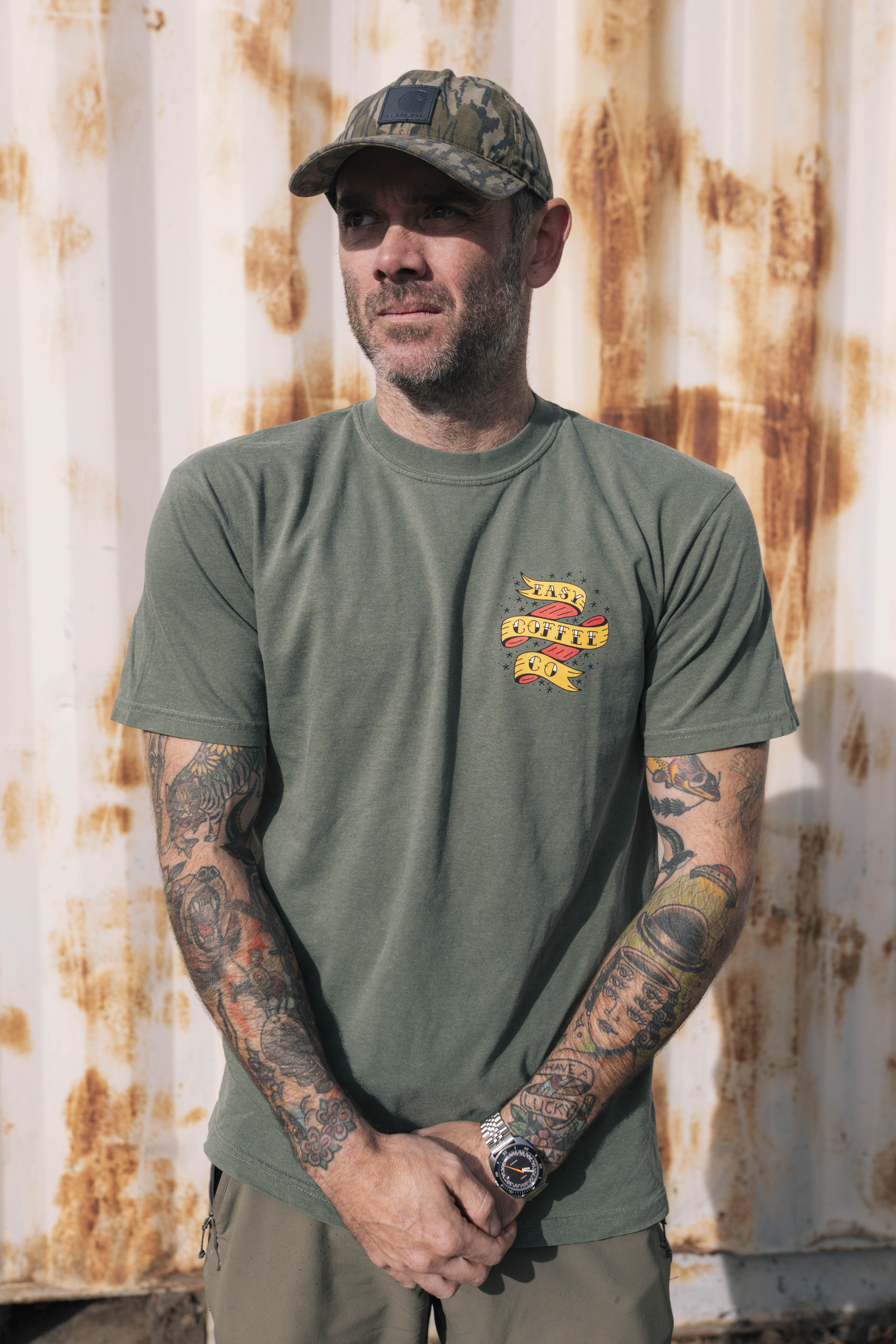 Easy Flash Tattoo Tee • Army Green – Easy Coffee Roasters